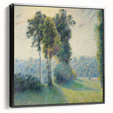 Black and white wall art featuring a vintage poster art style landscape painting on framed canvas, ideal for bedroom decor.