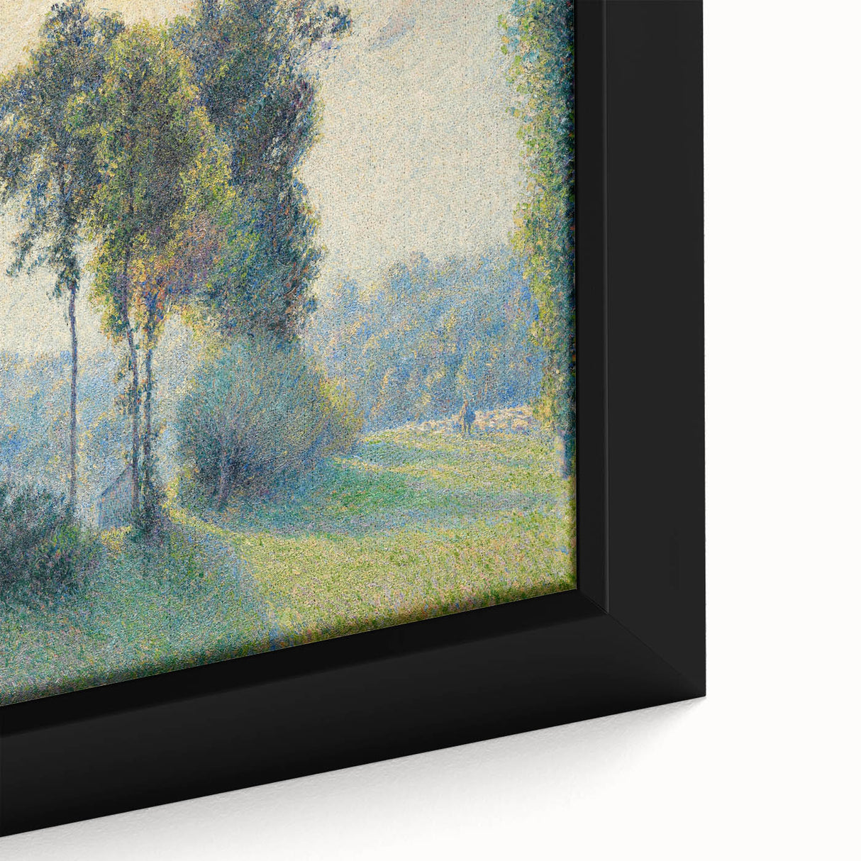 Extra large framed canvas featuring a close-up of a textured, colorful art piece by Camille Pissarro.