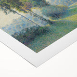 Art Deco poster featuring a Camille Pissarro painting on a rolled canvas with muted earth tones.