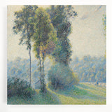 Large black and white print of Camille Pissarro's painting on stretched canvas, ideal for kitchen art.