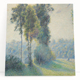 Black and white print of Camille Pissarro's painting on stretched canvas, ideal for kitchen wall art.