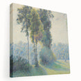 Large impressionist-style painting by Camille Pissarro on stretched canvas, featuring soft pastel colors.