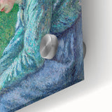 Mid-century modernist acrylic print of abstract design in muted earth tones, ideal for dining room art.