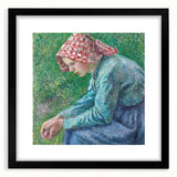 Extra large colorful abstract art print depicting a textured scene, framed in black, ideal for living room decor.