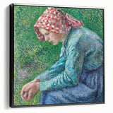 Black and white framed canvas depicting a vintage landscape painting, ideal for bedroom wall decor.