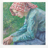 Black and white print of Camille Pissarro's painting on stretched canvas, ideal for kitchen wall art.