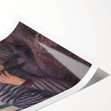 Extra large wall art featuring a line art depiction of flowers in soft gray tones on a rolled canvas.