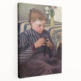 Large canvas print of Camille Pissarro's impressionist painting, featuring soft green and beige tones.
