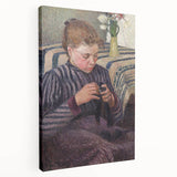 Large canvas print of Camille Pissarro's impressionist painting, featuring soft green and beige tones.