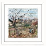 Abstract art print of vibrant, multicolored strokes on white framed canvas, suitable for dining room or bedroom decor.