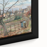 Extra large framed canvas featuring a close-up of Camille Pissarro's textured, black wall art with colorful accents.