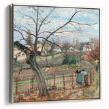 Landscape art painting by Camille Pissarro, featuring a colorful rural scene on framed canvas, ideal for vintage-style decor.