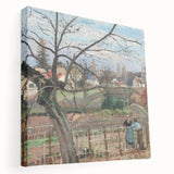 Side view of a stretched canvas featuring Camille Pissarro's impressionist artwork, ideal for kitchen wall art.