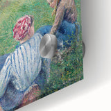 Mid-century modernist art by Camille Pissarro, featuring large abstract shapes in muted colors on acrylic glass.