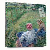 Acrylic print of a Camille Pissarro painting, featuring soft pastel tones and impressionist style.
