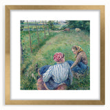 Extra large wall art for living room featuring an abstract art print by Camille Pissarro with textured design in a gold…