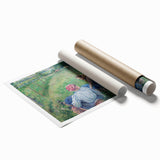 Extra large rolled print of Camille Pissarro's floral art in soft pastel shades, ideal for classy bathroom wall decor.