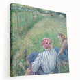 Side view of a stretched canvas featuring Camille Pissarro's impressionist artwork, ideal for kitchen wall art.