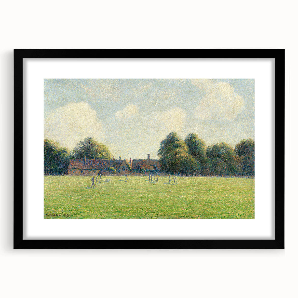 Extra large abstract art print featuring colorful, textured strokes on a black framed canvas, ideal for living room decor.