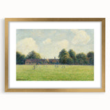 Extra large wall art featuring a textured abstract print of Camille Pissarro's design in a gold frame.