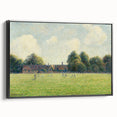 Black and white framed canvas of a vintage landscape painting, ideal for bedroom wall decor.