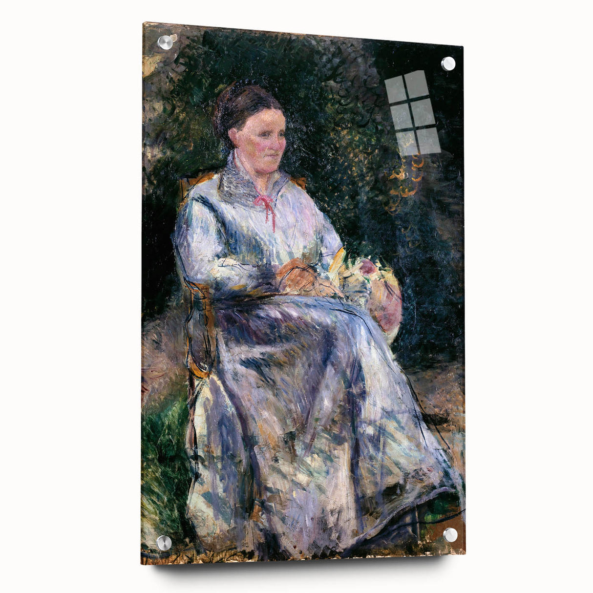 Acrylic print of Camille Pissarro's impressionist artwork in pastel shades, ideal for dining room decor.