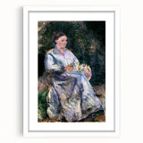 Abstract art print of a vibrant cityscape in a white frame, ideal for dining room or bedroom decor.