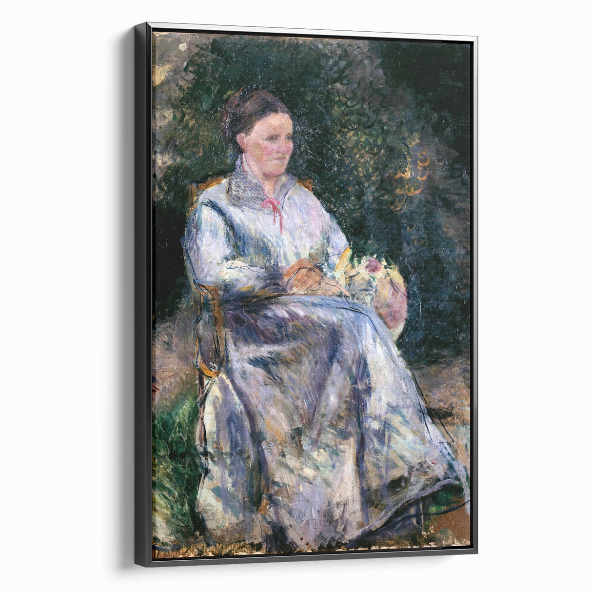Black and white wall art featuring a vintage poster art style landscape painting on framed canvas, ideal for bedroom decor.