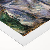 Art deco poster featuring a detailed Camille Pissarro cityscape in muted earth tones on rolled canvas.