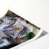 Extra large wall art featuring line art flowers in muted green and brown tones on a rolled print.