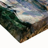 Black and white landscape painting on stretched canvas, depicting a serene rural scene, ideal for bedroom wall art.