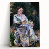 Black and white print of Camille Pissarro's painting on stretched canvas, ideal for kitchen wall art.