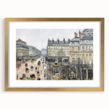 Extra large wall art featuring an abstract print of Camille Pissarro's design in gold frame with mat.