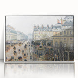 Acrylic print of Camille Pissarro's impressionist painting in a white frame, featuring soft pastel shades.