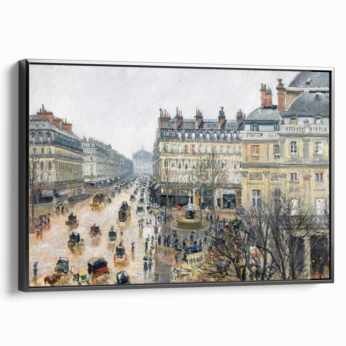 Framed canvas of a black and white vintage landscape painting, ideal for bedroom wall art.