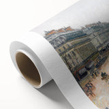 Art deco poster of a vibrant cityscape on rolled canvas, ideal for nursery wall art or dining room decor.