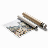 Extra large rolled print of a Camille Pissarro floral painting in muted green and pink tones.