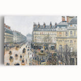Black and white print of Camille Pissarro's impressionist artwork on stretched canvas, ideal for kitchen wall art.