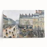 Black and white print of Camille Pissarro's painting on stretched canvas, ideal for kitchen wall art.