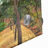 Mid-century modernist art by Camille Pissarro on acrylic glass, featuring abstract design in muted tones.