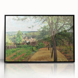 Large abstract wall art print featuring muted earth tones, framed in black acrylic, in mid-century modernist style.