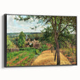 Black and white vintage poster art of a landscape painting on framed canvas, ideal for bedroom wall decor.