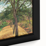Extra large framed canvas featuring a close-up of Camille Pissarro's impressionist painting in black with colorful.