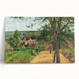 Black and white print of Camille Pissarro's painting on stretched canvas, ideal for kitchen wall art or bedroom.