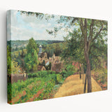 Side view of a stretched canvas featuring Camille Pissarro's impressionist landscape, ideal for kitchen wall art.