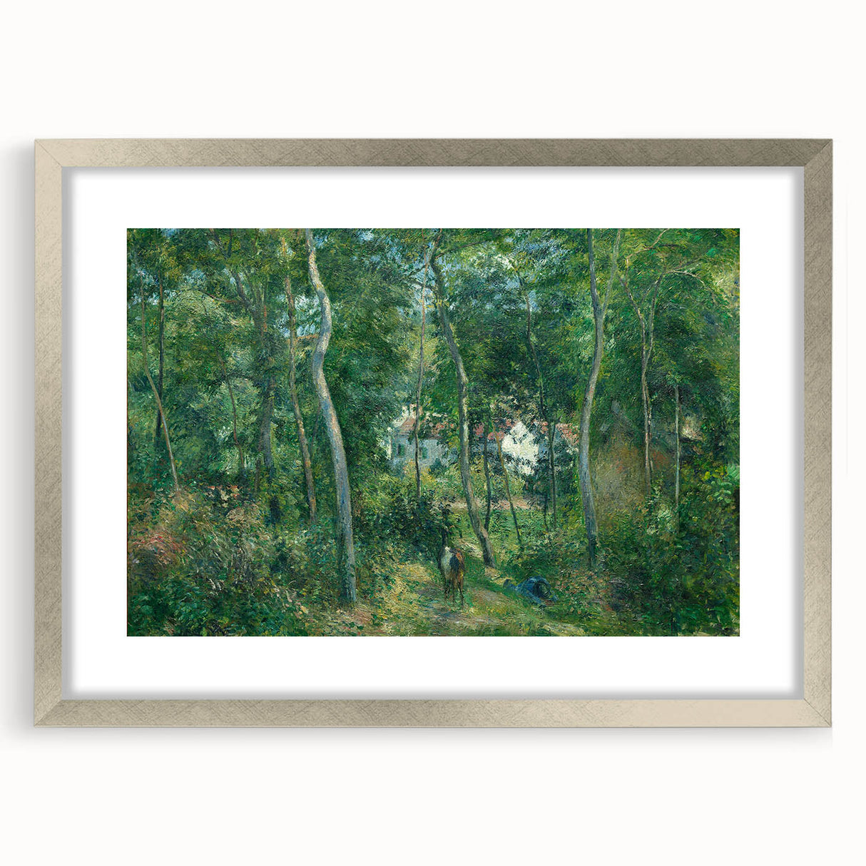 A textured art print featuring abstract patterns in muted earth tones, framed in silver, suitable for bedroom decor.
