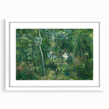 Abstract art print of a Camille Pissarro design in white frame with mat, ideal for bedroom or dining room decor.