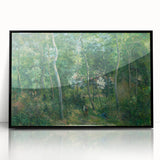 Large abstract wall art by Camille Pissarro featuring muted earth tones on a framed acrylic.
