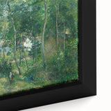 Extra large black wall art featuring a textured, colorful impressionist design by Camille Pissarro on a framed canvas.