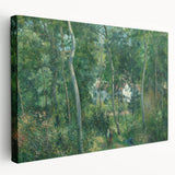 Side view of a stretched canvas featuring Camille Pissarro's impressionist style, ideal for kitchen wall art.